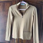 Bugatchi | Camel 3/4 Zip Long Sleeve Top | S Tan Photo 1