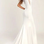 Lulus  Long-Lasting Love Dress Womens XS White Maxi V Neck Button Bridal Gown Photo 0