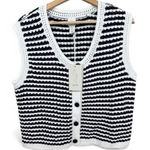Joie  Navy and White Striped Button Knit Vest Top Sleeveless Size XL Photo 0