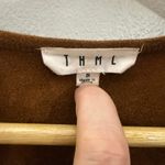 THML  Brown Short Sleeve Faux Suede Peplum Top Small Boho Photo 2