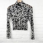 Altar'd State  Sheer Black and White cow print mesh top mock neck Size S layer Photo 2