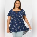 Torrid Babydoll Challis Lace Up Hi Low Top Photo 1