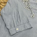 Catherines Catherine Pinstripe Floral Embroidered Tunic Blue Pinstripe Relaxed Cottage Photo 7
