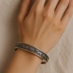 None Vintage Chinese Zodiac Bangle Bracelet Sterling Silver 925 Etched Design Photo 0