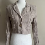 Jason Wu Cropped Blazer Jacket Linen Blend Womens Small Business Casual Beige Photo 0