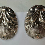 Whiting & Davis Vintage Silver-Tone Oval Statement Clip-On Earrings Photo 0