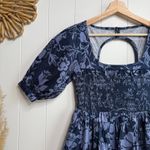 Free People  mini dress floral cutout back smocked pleated spring summer boho XS Photo 1