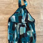 Women's Blue and Black rayon Tie Dye Halter Neck, sleeveless top Photo 1