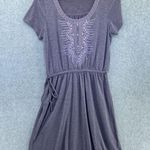 prAna  Women's Pull Over Shirt Dress Dropped Waist Purple Size Small Embroidered Photo 14