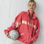 Free People Movement NWT  Away We Go Half Zip in Hibiscus $128 MSRP Photo 0