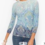 Talbots AUDREY 100%CASHMERE SWEATER - CALICO PAISLEY Sz Large Photo 1