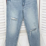 EXPRESS  Conscious Edit Straight Ankle High Rise Jeans Blue 4 Distressed‎ Photo 0