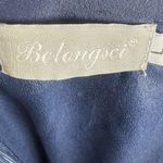 Navy blue and cream floral print layered bell sleeve dress size large Photo 5