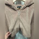 EXPRESS  faux-fur crop zip up hoodie pink bell sleeves size medium Photo 4