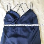 The Jetset Diaries  Navy Mini Satin Slip Dress Open‎ Back Spaghetti Strap Medium Photo 12