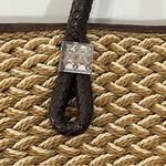 Brighton  Rita Woven Macrame Jute Straw Leather Tote Bag‎ Animal Print Lining Photo 9