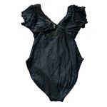 Blooming Jelly  women's size large black v-neck tummy control, with ruffled Photo 1