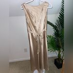 Saloni Jen Silk High/Low Sleeveless‎ Formal Maxi Dress Gold Women's Size US 6 Photo 4
