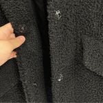 Maje  black long Pointed Collar snap button teddy jacket Sherpa Coat size medium Photo 3