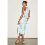 Lulus NWT  Distinctive Charm Blue Floral Satin Asymmetrical Midi Dress Party XS Photo 3