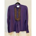 3.1 Phillip Lim Womens Silk Long Sleeve Top Metallic Beaded Size 4 Purple Photo 7