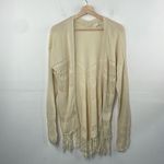 Wild Pearl  Open Cardigan with fringe boho cotton crochet design Large cream Photo 2