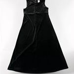 Vintage MOLLY MALLOY Dress 12 Velvet Velour Evening Sheath Maxi Black Whimsigoth Photo 0