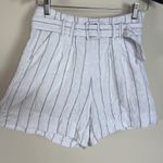 Abercrombie & Fitch  Linen Belted High Waist Black &‎ White Stripe Shorts Sz Sml Photo 1
