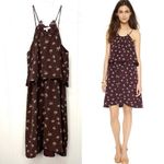 Madewell 100% Silk Mini Dress Size 0 Palm Tree Chocolate Brown Photo 1