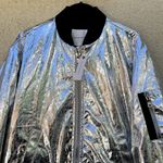 Avec Les Filles NEW Silver Faux Leather Bomber Jacket S Anthropologie Photo 1