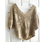 Xxi  Forever 21 Knit Cropped Dolman Sleeve V Neck Sweater Beige Large Photo 1