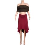 Danielle Guizio GUIZIO Soffiano Asymmetrical Skirt, Bordeaux, Small Photo 7