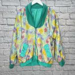 Casual Isle Vintage  Reversible Windbreaker Pastel Teal Floral Size L 90s Nylon Photo 0