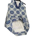 Tracy Negoshian Blue White Sleeveless dress cotton Ruffle Neckline size M Photo 5