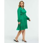 Estelle Green Satin Pleated Midi Dress Long Sleeve Smocked Waist Plus Size 1X‎ Photo 2