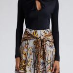 Farm Rio Cutout Bodysuit Black Size Medium NWT Knot Long Sleeve Photo 1