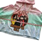 AC/DC Tie Dye Graphic Raw Hemline Cropped Hoodie Sweater Size XL Photo 3