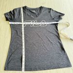 FILA Women’s Small V-Neck Dark Gray Logo Tee Soft Stretchy Preowned Photo 2
