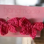 Handmade Pink Crochet bow Earrings – Lightweight & Boho Chic Photo 1