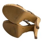 Chinese Laundry denim and gold strapped cork heels size 10M Photo 6