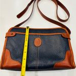 Liz Claiborne Vintage Navy and Brown Leather Bag size Height 7.3” & W 10” Photo 3