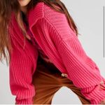 Free People Pink Firework Swim Too Deep Chunky Knit Oversized Cardi S Photo 5