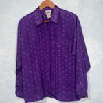 Vintage Koret Career Purple & Teal Diamond Print Satin Button Down Shirt Size 8 Photo 8