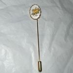 Vintage Floral Enamel Oval Stick Pin Gold Photo 5