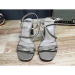 Pelle Moda Sandals Womens 7.5M Silver Glitter Open Toe Block Heel Buckle Closure Size 7.5 Photo 1