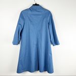 VINTAGE OBJECTIVES Blue Front Button Back Pleated Lined Interior Trench Coat 8 Photo 1
