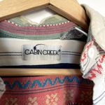 Cabin creek striped short sleeved button down shirt women's size medium cotton Photo 2