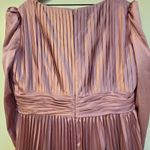 Mac Duggal ‎ Pleated Long Sleeve V-Neck Gown Size 16 Lilac Pink Satin Puff Photo 11