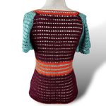 Vintage Y2K Crochet Top Moda International Victoria Secret Western Festival XS Blue Photo 8