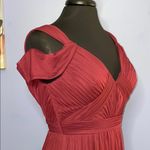 Azazie  Deep Red (Burgundy) Maxi Pleated V-Neck Gown Size A6 Photo 8
